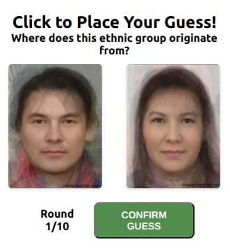 Study ethnic group facial composite in EthnoGuessr ethnicity guesser